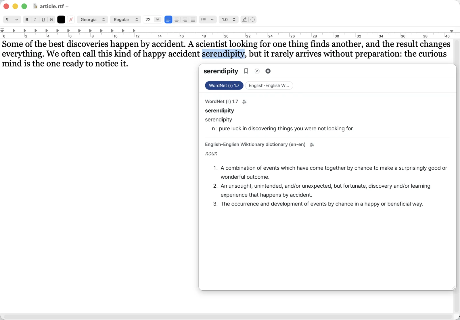 RealDict lookup popup over another app